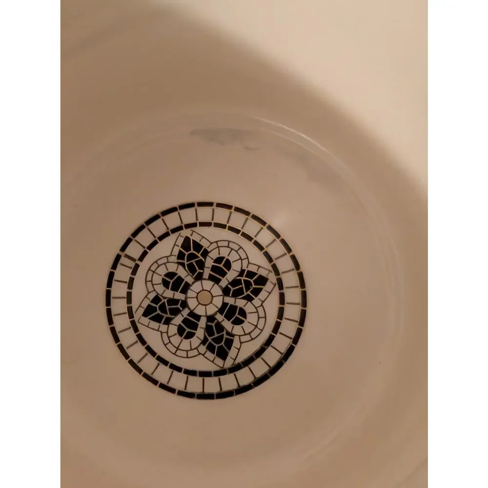 Anthropologie Bistro Tile Margot Coffee Mug Letter D Monogram White Black
